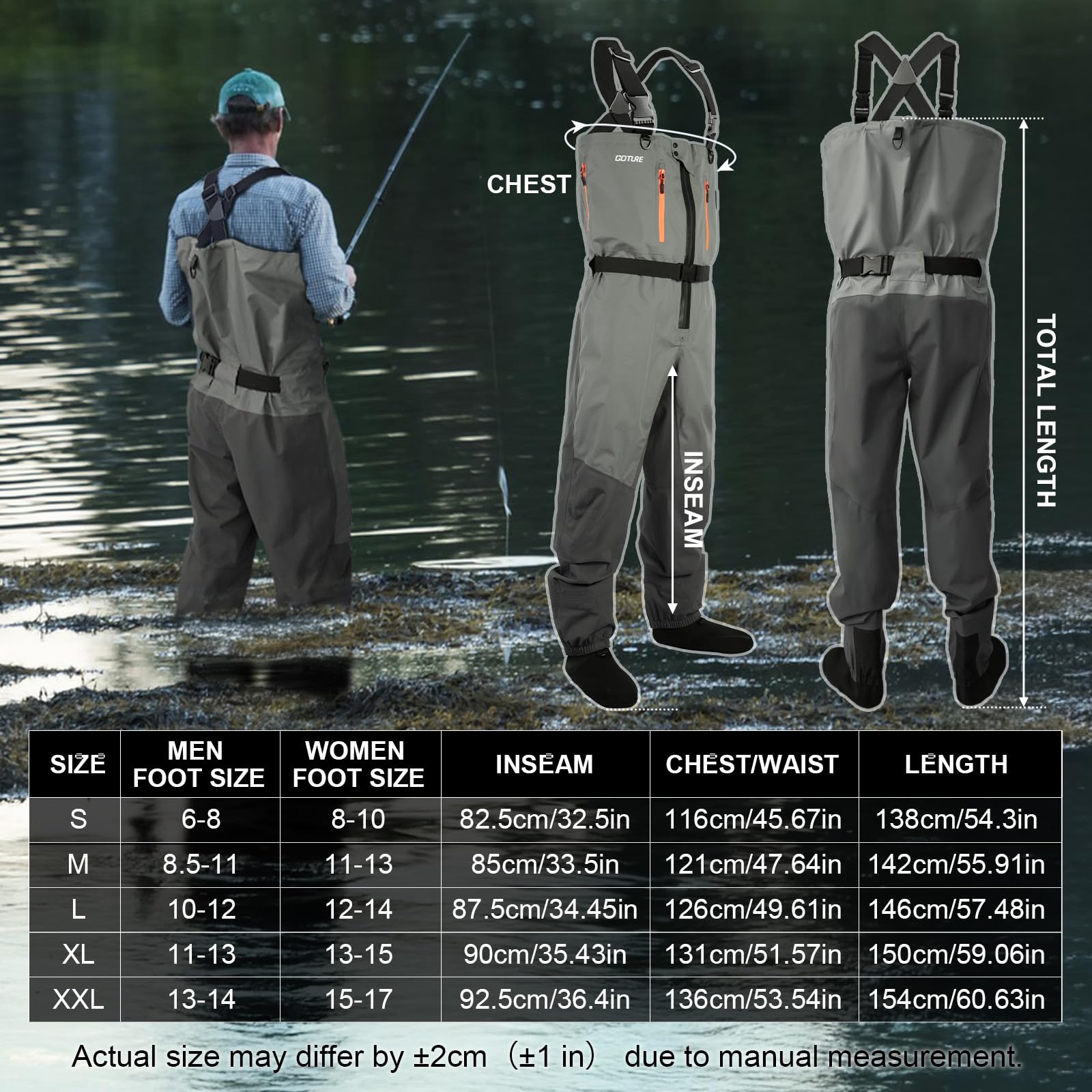 Fishing Waders Breathable - Goture 5 camadas à prova dwaterproof