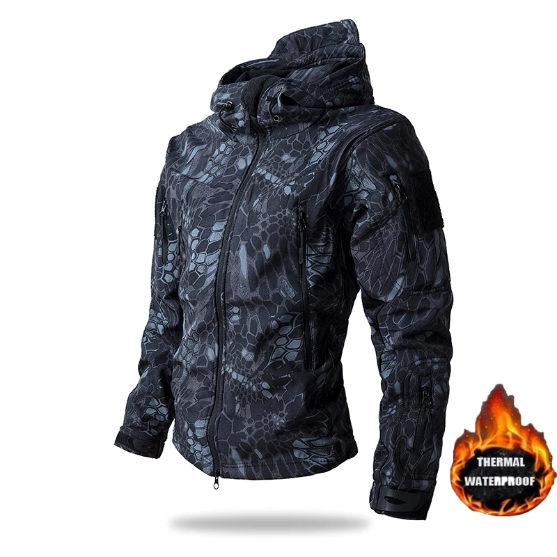 Camouflage Hunting Jacket - Inverno militar pele de tubarão casca