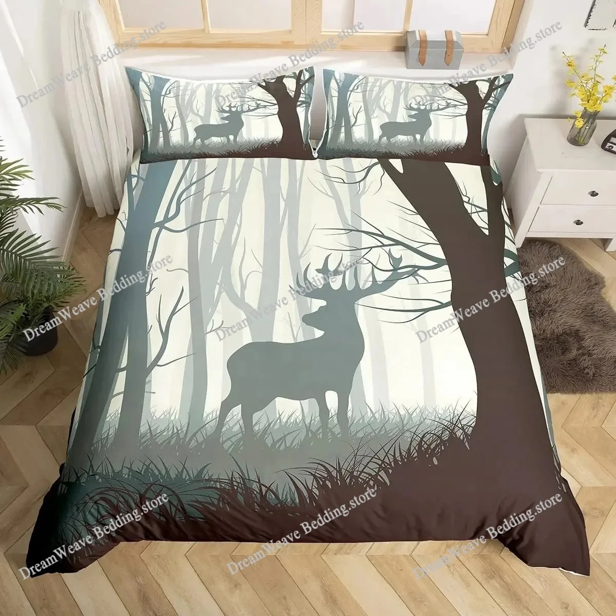 Capa de Edredom King Queen com - Hunting And Camping In Forest avaliação e preço