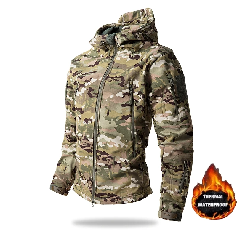 Inverno militar pele de tubarã - Camouflage Hunting Jacket avaliação e preço