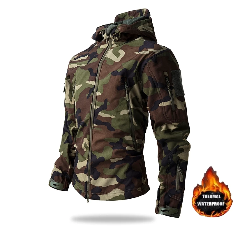 Inverno militar pele de tubarã - Camouflage Hunting Jacket avaliação e preço